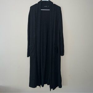 Lauren Ralph Lauren Black Label Open Front Long Cardigan Sweater Cotton Cashmere